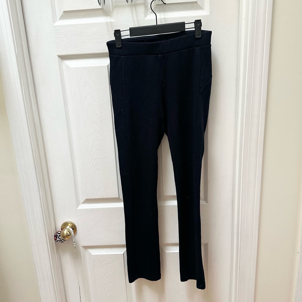 Ibex Black Wool Stretch Knit Pull-On Pants straight leg s small